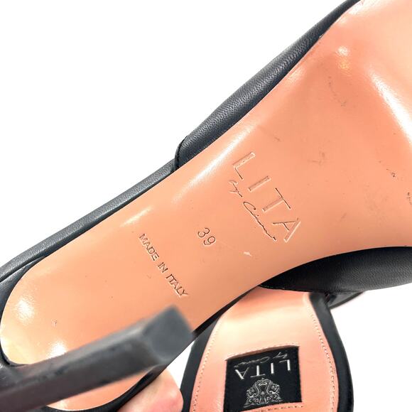 LITA By Ciara Solid Square Toe Slide Heels 39 8.5 Black NWOT Mules SandalsSlide - Picture 6 of 6